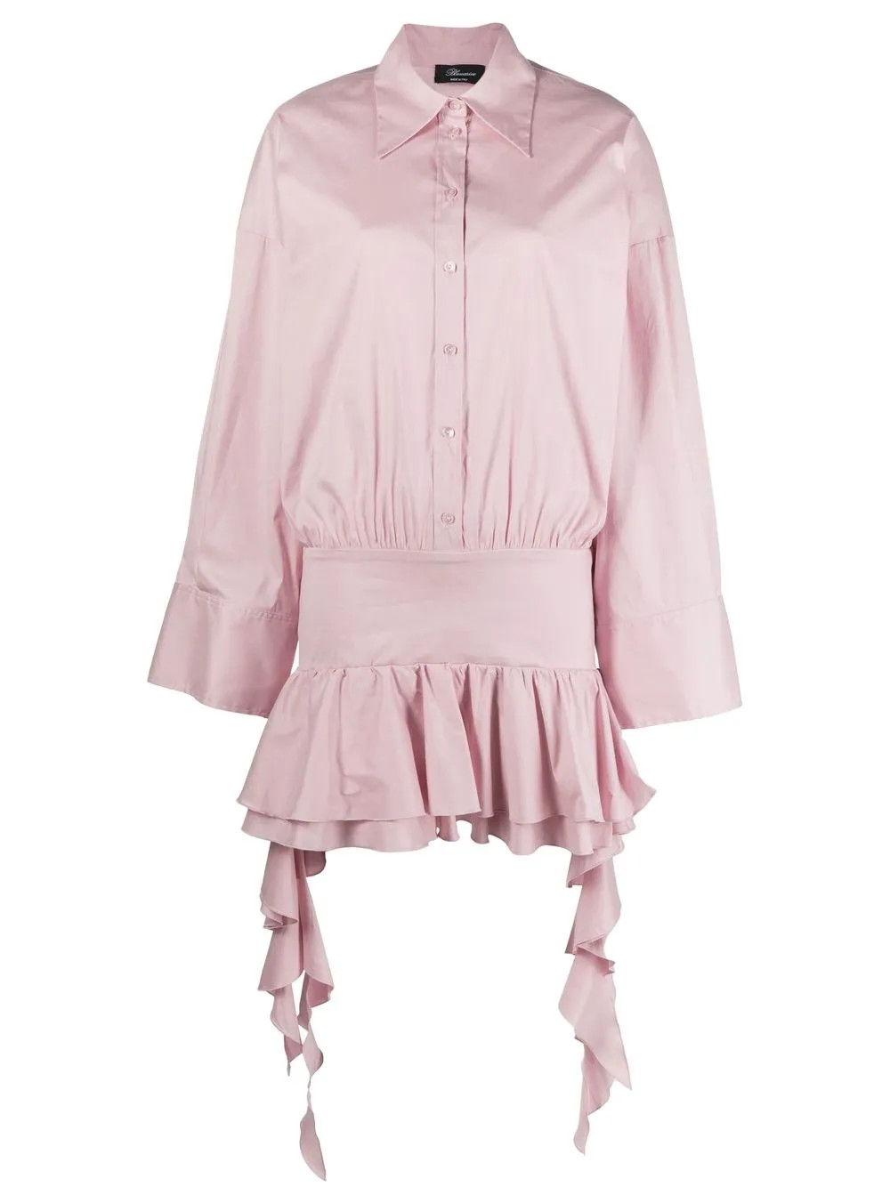 Blumarine dropped-waist Ruffled Shirtdress - Farfetch | Farfetch Global
