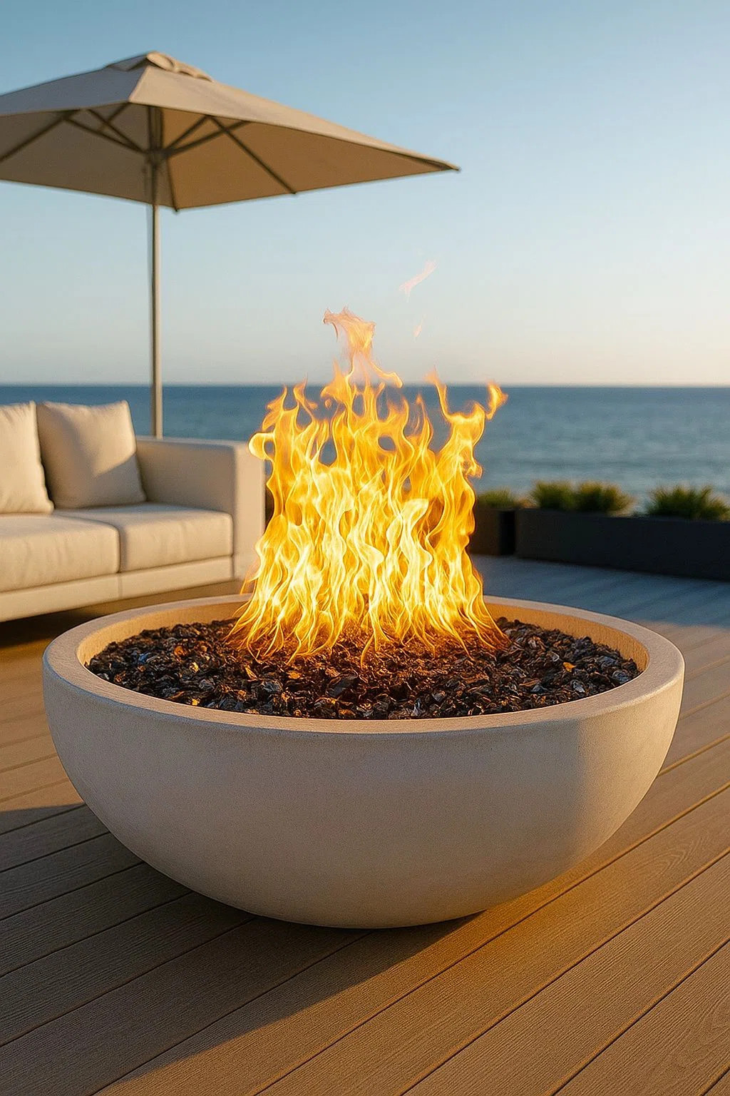 Azemina 48" Solid Concrete Gas Fire Pit | Wayfair North America