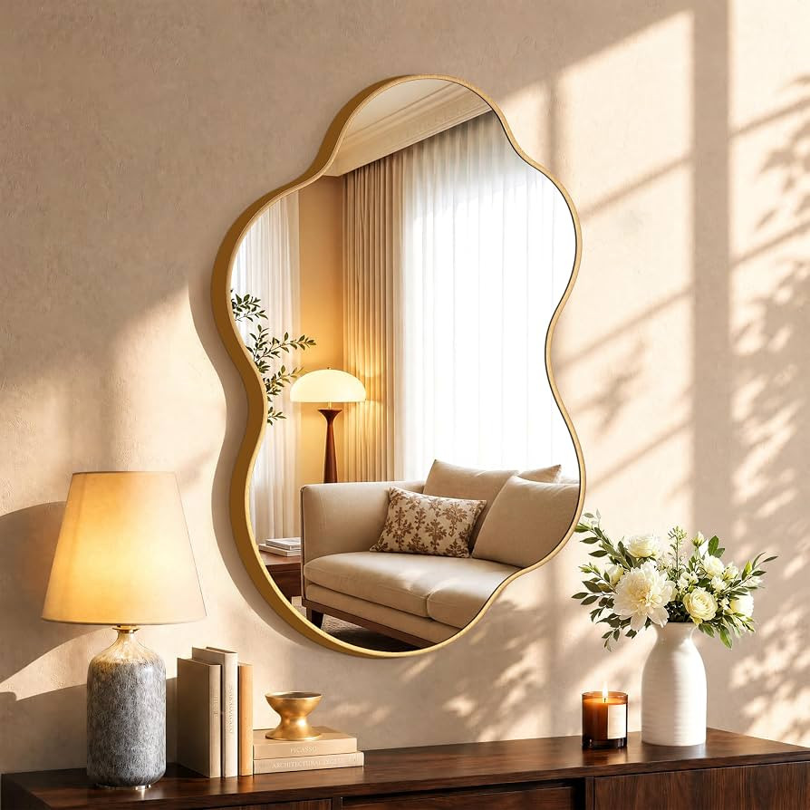 EOGOW Irregular Wall Mirror, 36"x22" Asymmetrical Mirror with Aluminum Frame, HD Tempered Glass, ... | Amazon (US)