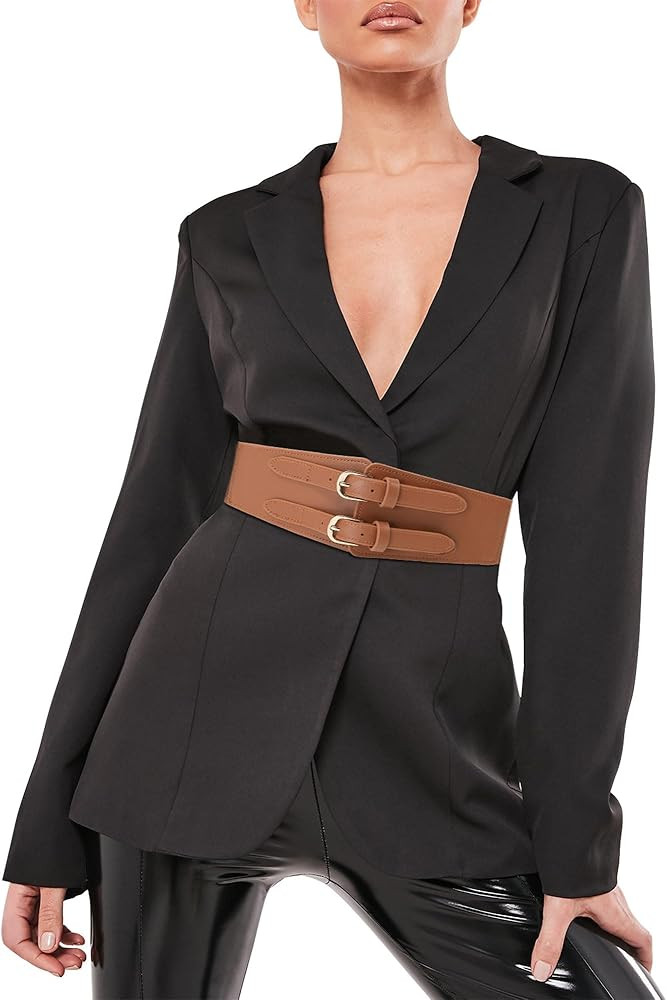 Kajeer Elastic Wide Waist Belt Women,Vintage Cinch Belts,Double Buckle Stretchy Corset Women Wide... | Amazon (US)