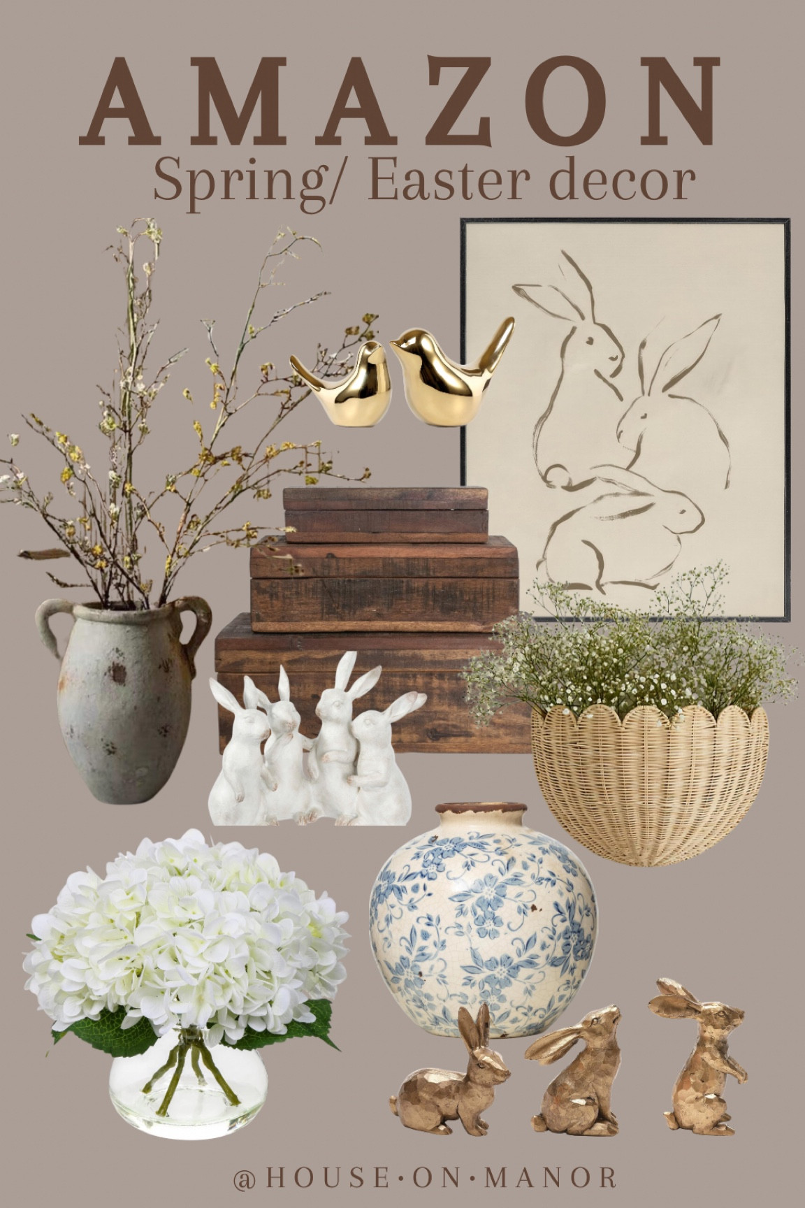 Spring/Easter decor on Amazon

Amazon spring, spring art, Bunny art, bunny decor, gold bunnies, bird decor, wooden decorative boxes, vintage spring vase, spring florals, spring flowers, spring stems, affordable home decor, spring home, floral vase, wicker basket 

#LTKHome #LTKSeasonal #LTKFindsUnder100