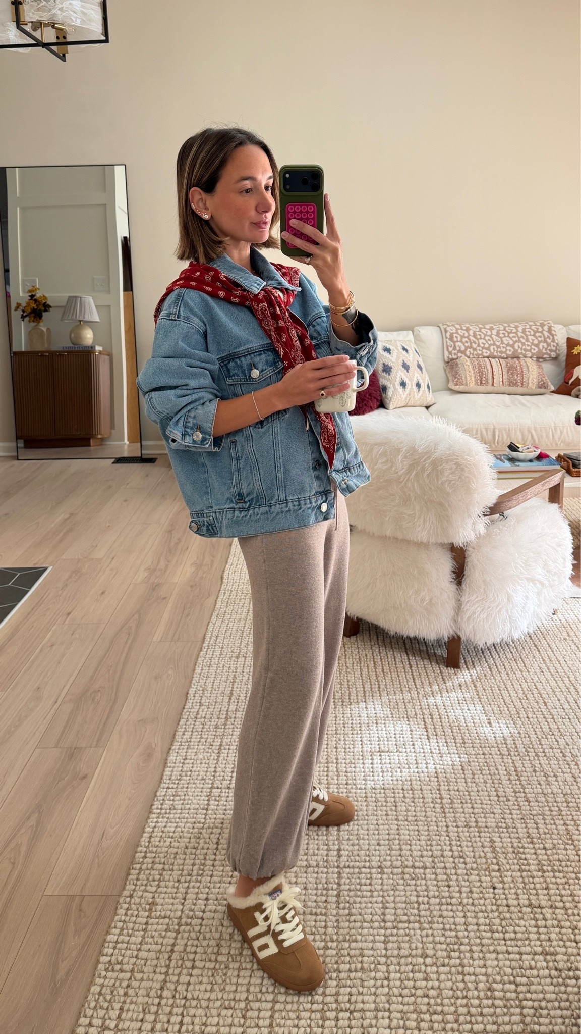 Outfit to the park! S/M jacket, XS petite bottoms! My scarf is the Guest in Residence one. There are so many available now, I also love the Free People Carmen scarf but it’s much smaller!