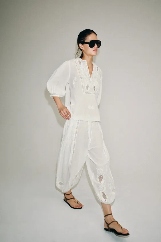 ZW COLLECTION LACE SAROUEL TROUSERS | Zara UK