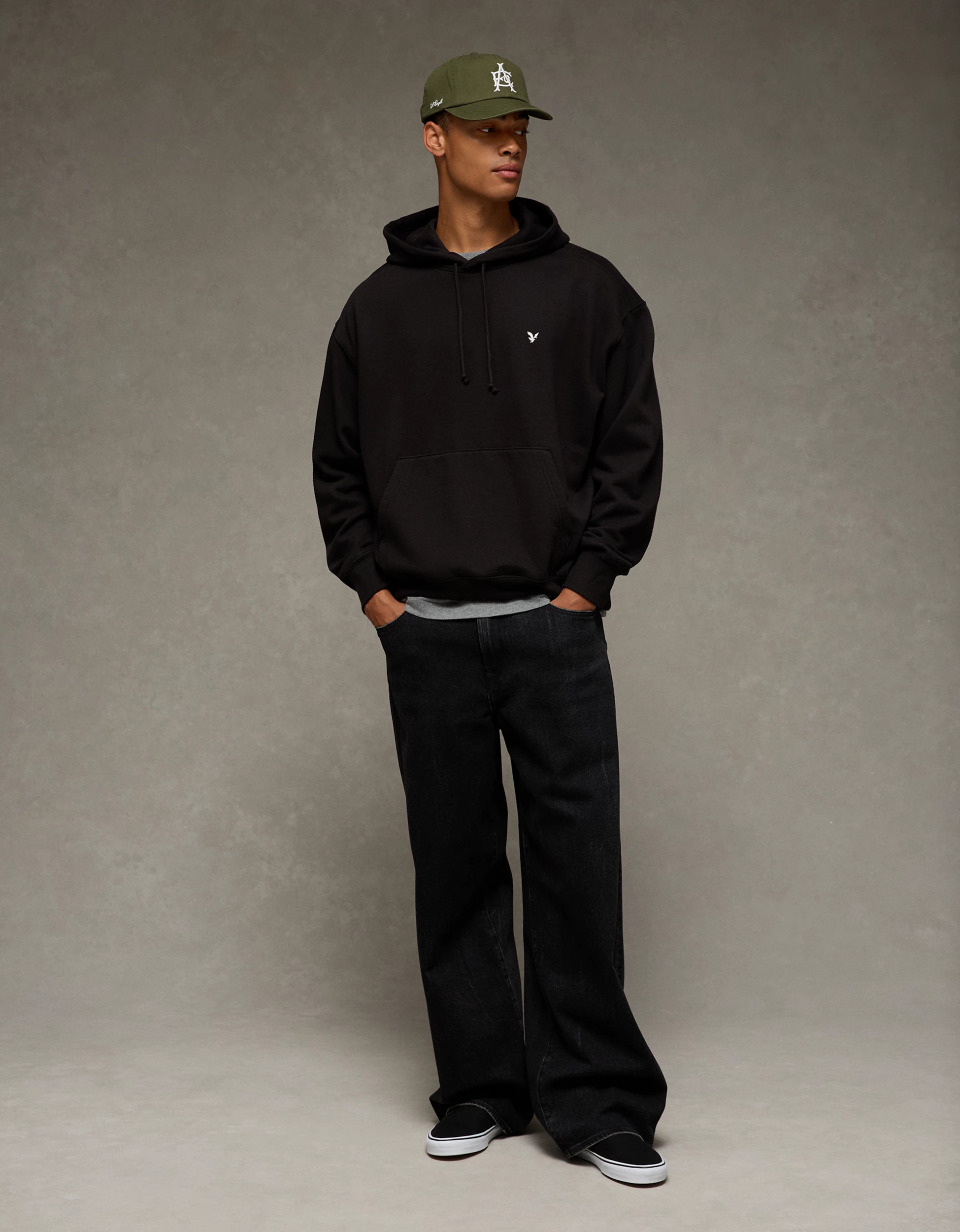 AE Lightweight Logo Fleece Hoodie | American Eagle Outfitters (US & CA)