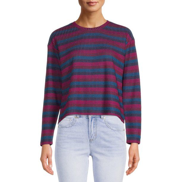 Time And Tru Women's Long Sleeve Crewneck Top | Walmart (US)