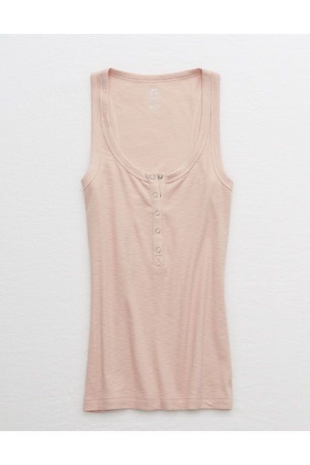 Aerie Gamechanger Henley Tank Women's Naive Pink M | American Eagle Outfitters (US & CA)