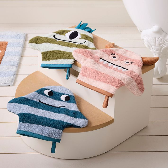 Kids Monster Wash Mitts | West Elm (US)