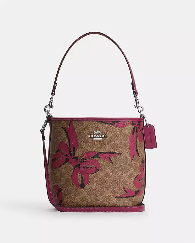 City Bucket Bag In Signature Canvas With Bow Print | Coach Outlet US