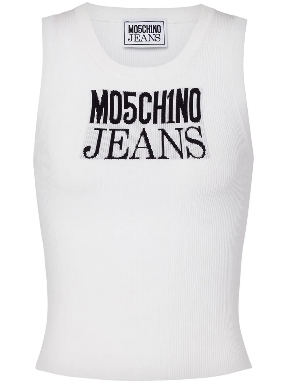 MOSCHINO JEANS logo-jacquard Ribbed Tank Top | White | FARFETCH | Farfetch Global