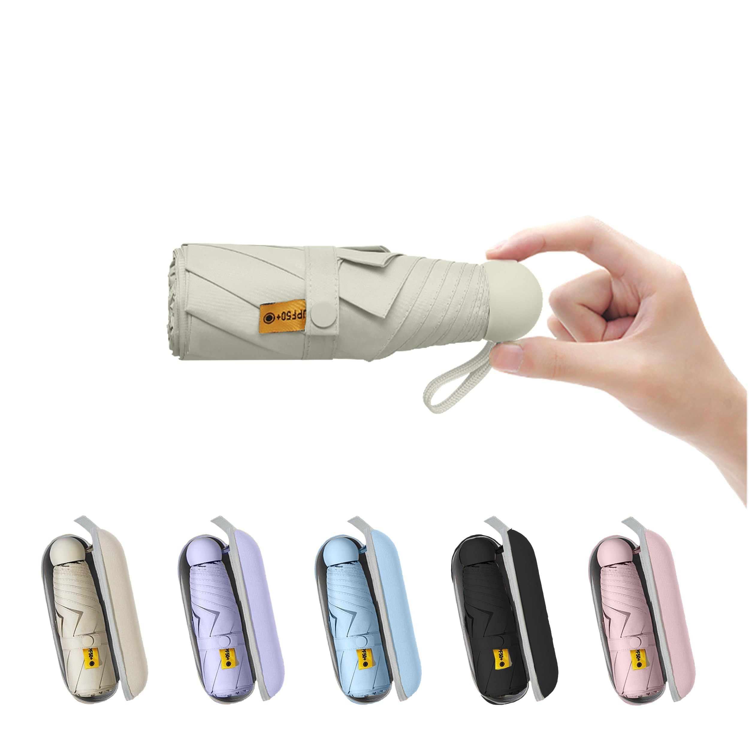 Amazon.com: BAODINI Travel Mini Umbrella for Purse With Case Small Compact UV Sun Protection Sun ... | Amazon (US)
