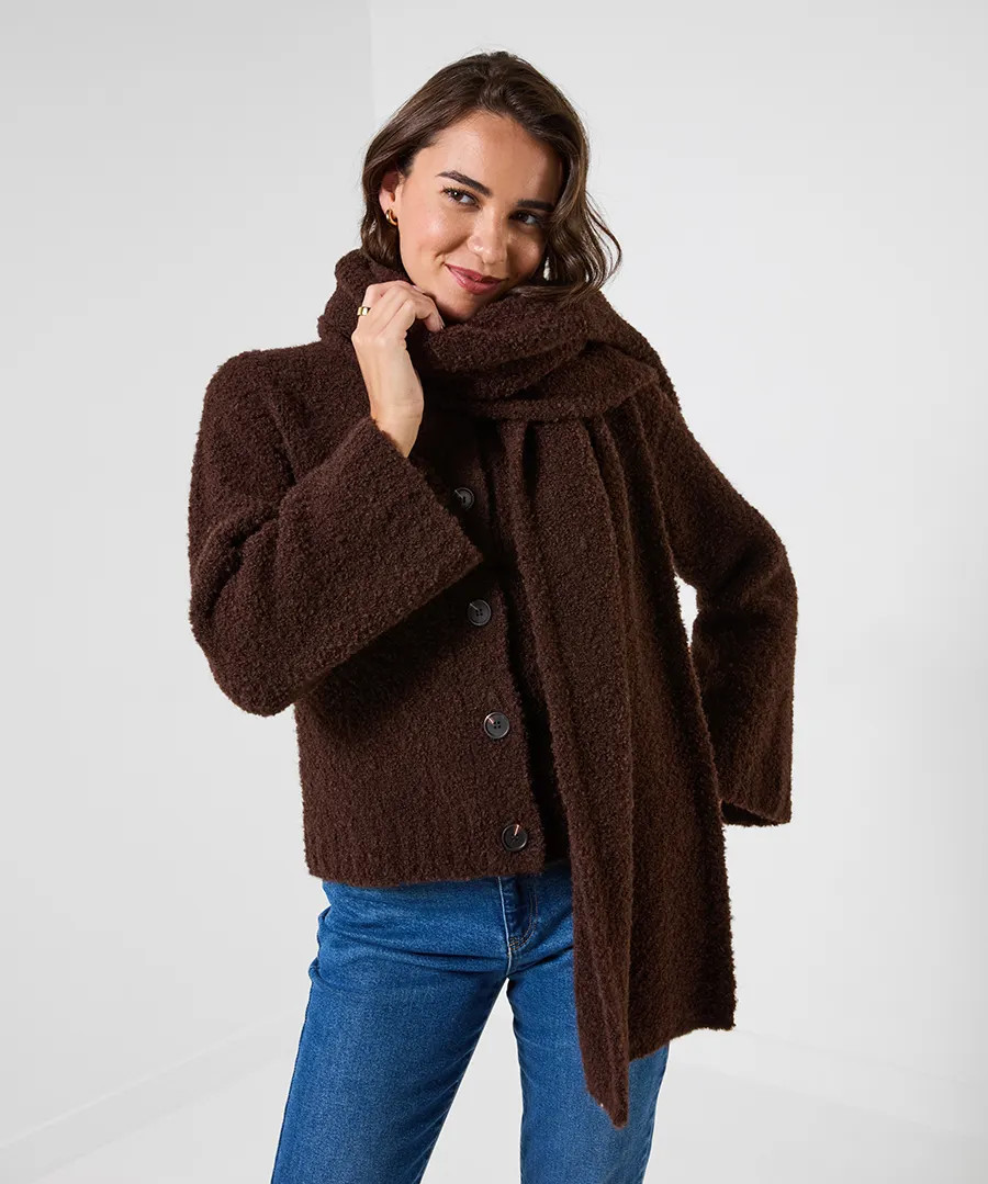 Winter Walks Cosy Cardigan With Scarf | Joe Browns