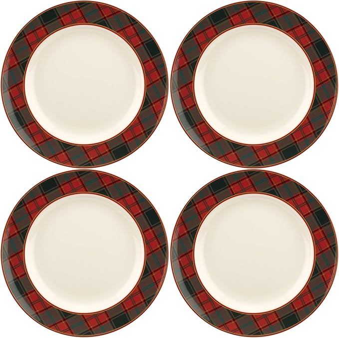Spode Christmas Tree Tartan Dinner Plate (Set of 4) - 10.5" Festive Holiday Tableware, Colorful C... | Amazon (US)