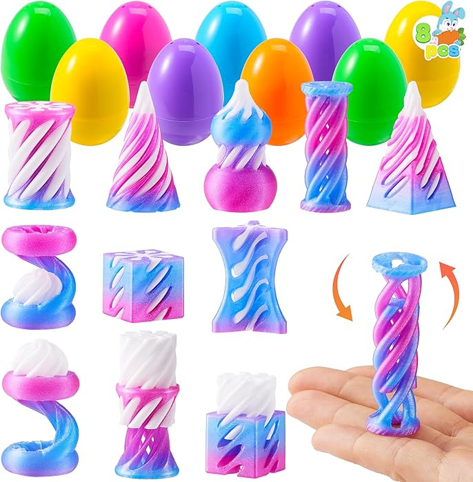 JOYIN 8 Pcs Prefilled Easter Eggs with 3D Printed Impossible Cone Fidget Toys for Party Favors, B... | Amazon (US)