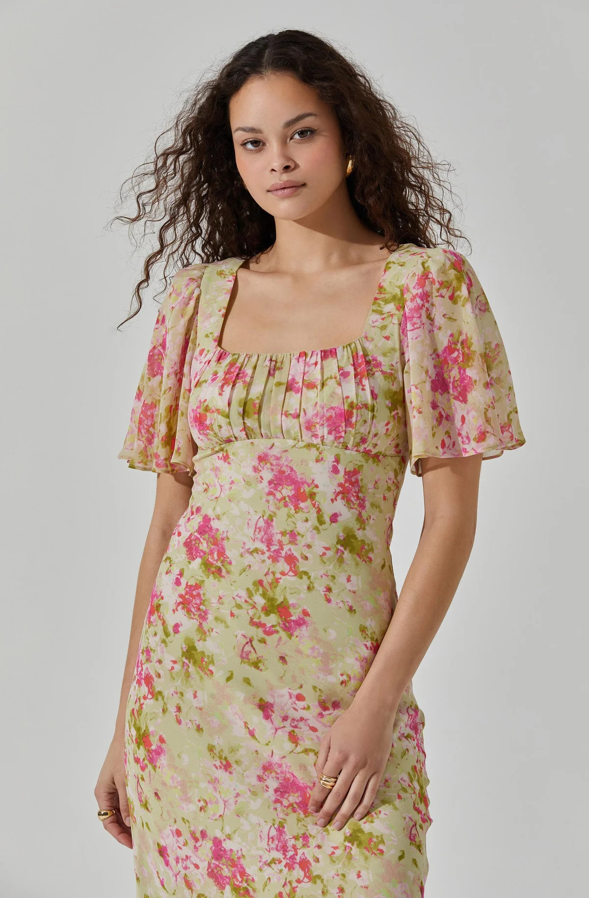 Tie Back Flutter Sleeve Midi Dress | ASTR The Label (US)