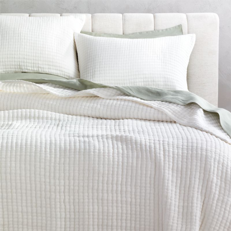 Ansley Warm White King Quilt + Reviews | CB2 | CB2