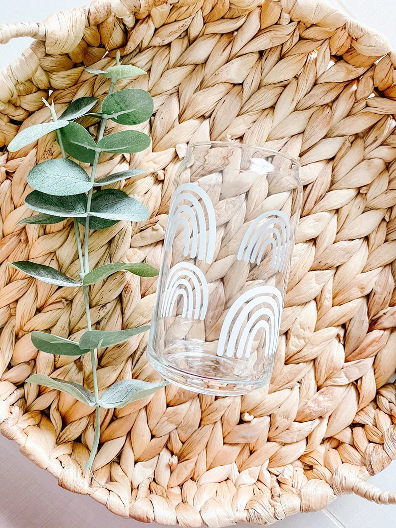 Boho Rainbow | Beer Can Glass | Iced Coffee Glass | Etsy (US)