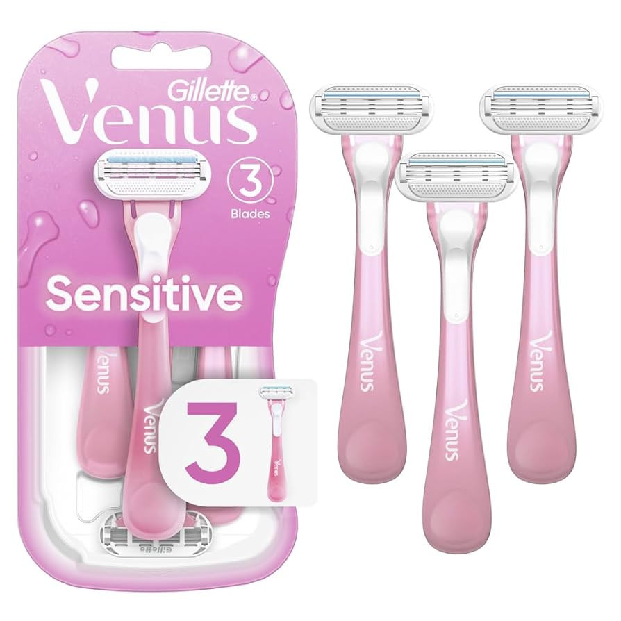 Gillette Venus Sensitive Women's Disposable Razors - Single Package of 3 Razors | Amazon (US)