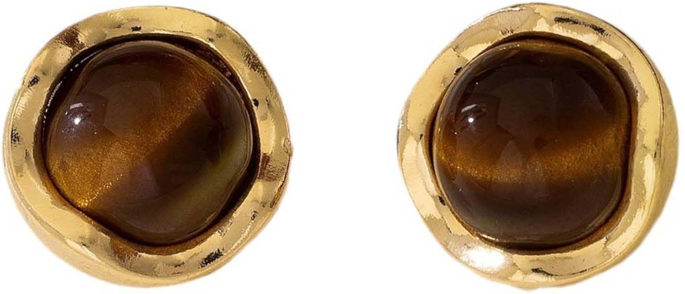 Gold Tiger Eye Stone Earrings Brown Earrings Chunky Gold Statement Earrings for Women Jewelry Gif... | Amazon (US)
