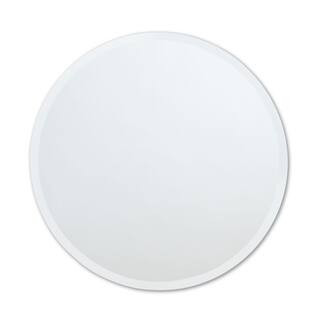 30 in. W x 30 in. H Frameless Round Beveled Edge Bathroom Vanity Mirror | The Home Depot