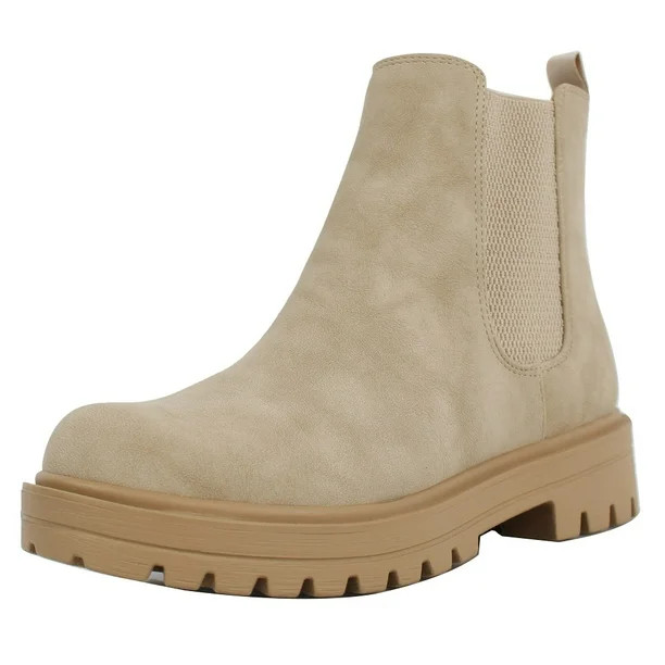 Soda Women's Faux Leather Round Toe Chelsea High Top Platform Ankle Boot, Beige ,  5.5 M US - Wal... | Walmart (US)