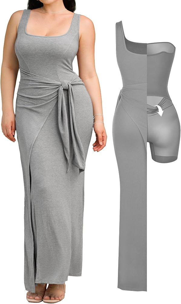 Popilush Wrap Dress for Women Shapewear Bodycon Summer Long Dress | Amazon (US)