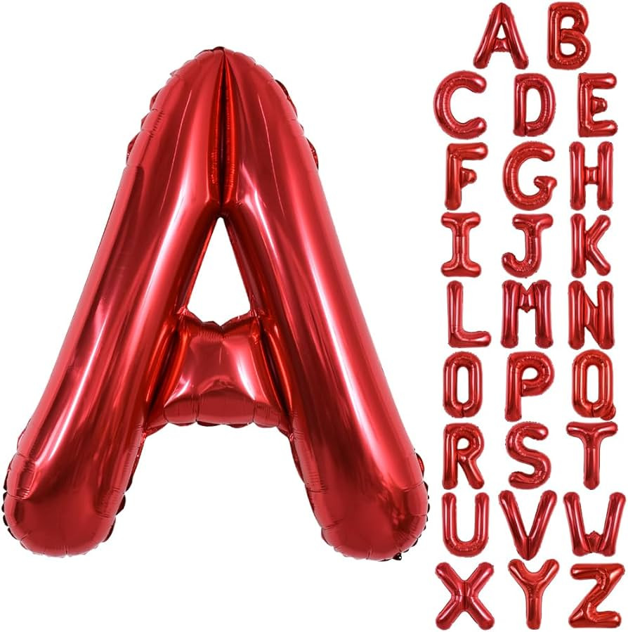 TONIFUL 40 Inch Large Bright Red Letter Balloons A-Z, Giant Jumbo Helium Foil Mylar Big Letter A ... | Amazon (US)