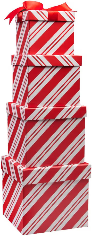 Gift Boutique 4 Christmas Gift Boxes Candy Cane Nesting Boxes with Lids in 4 Assorted Sizes for H... | Amazon (US)