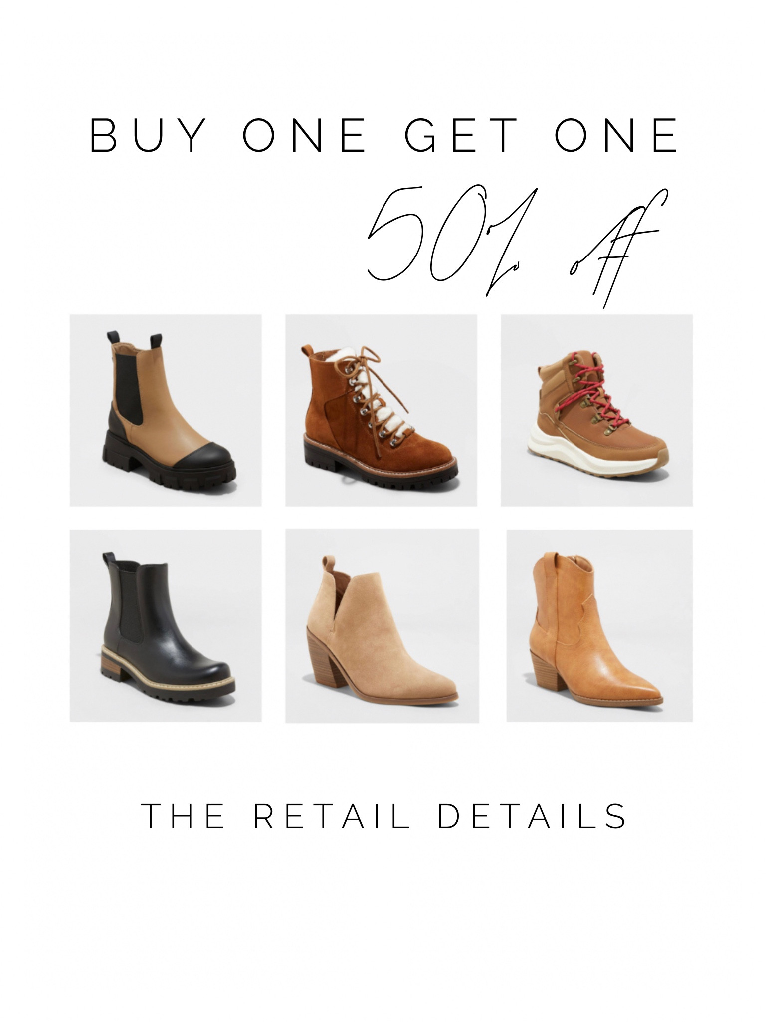 Buy one get one 50% off Target boots 

#LTKfindsunder50 #LTKsalealert #LTKshoecrush
