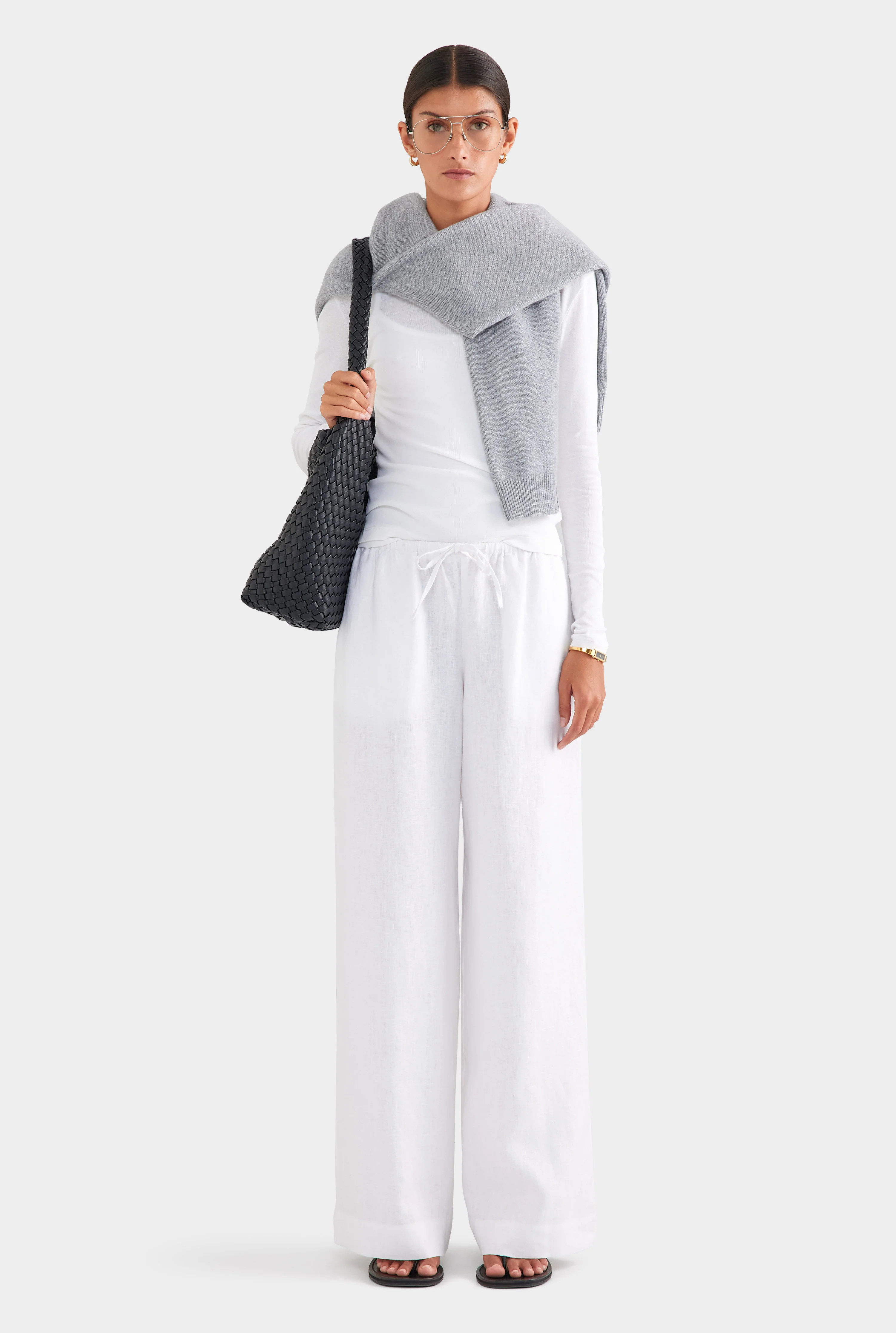 Womens Wide Leg Pant in White | Venroy | Venroy AU