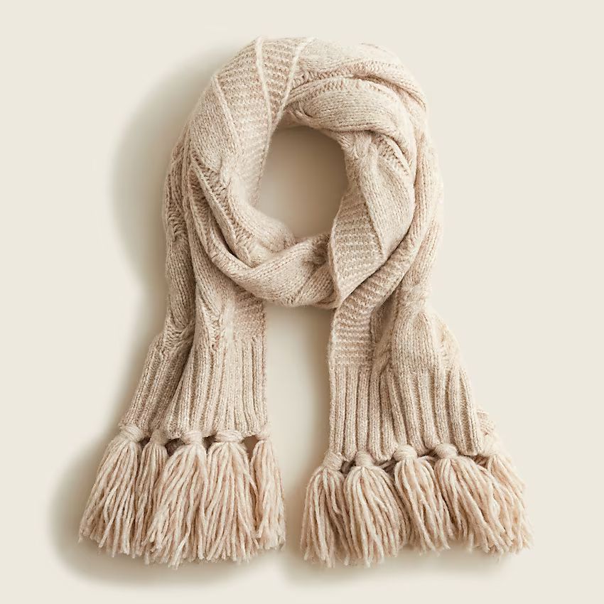 Cable-knit fringe scarf | J.Crew US