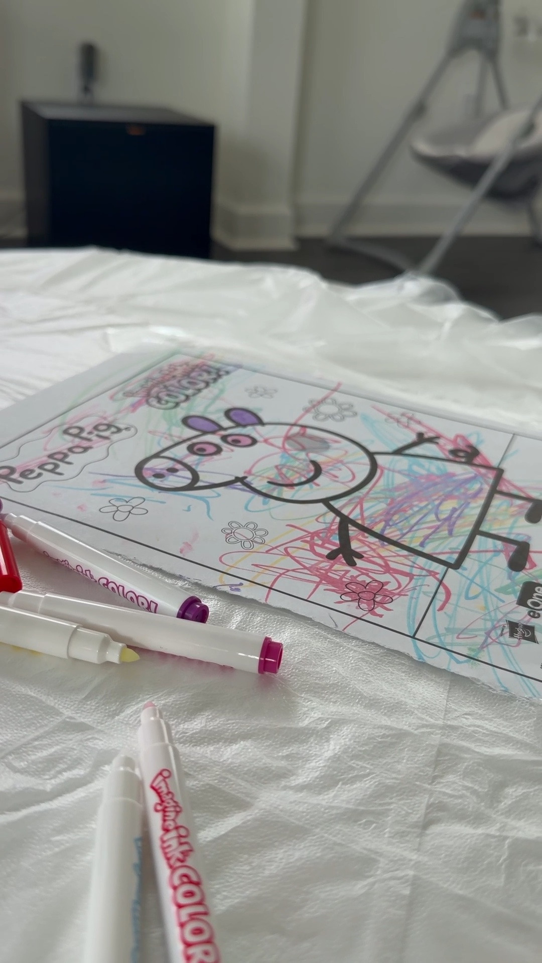 We got this Peppa Pig set from the Peppa Pig Theme Park, but I found a similar mystery one for you guys 🩷

I ripped one of the papers out and taped it onto her little table in front of the TV so she could color while sitting there, and she’s actually been loving it 🥹

I even put one of those clear sticky table covers underneath because I’m paranoid about the table getting ruined 😂 but honestly I don’t think it would’ve done any damage anyway. Such an easy little activity that’s been keeping her so entertained lately.

#LTKdayinmylife #LTKmomlife #LTKKids