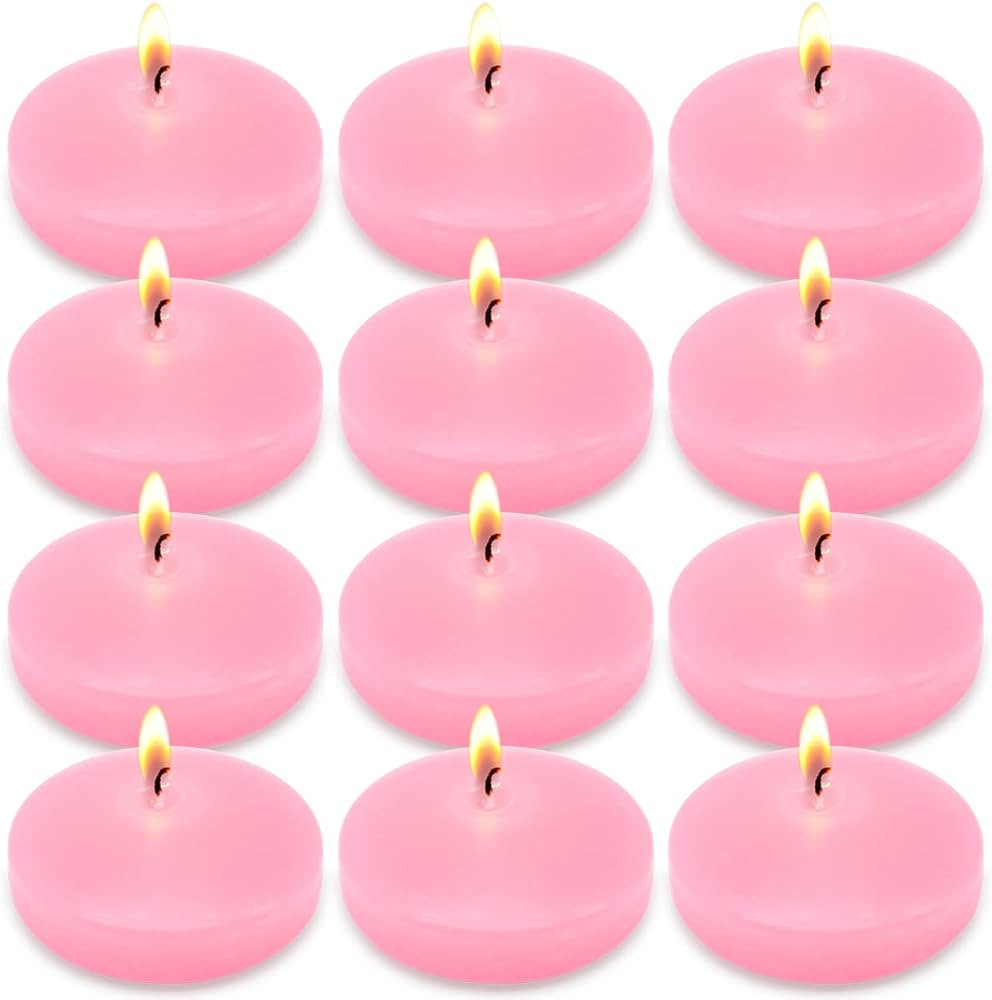 10 Hour Pink Floating Candles Large 3" Unscented Dripless Water Wax Floating Candles for Vases, C... | Amazon (US)