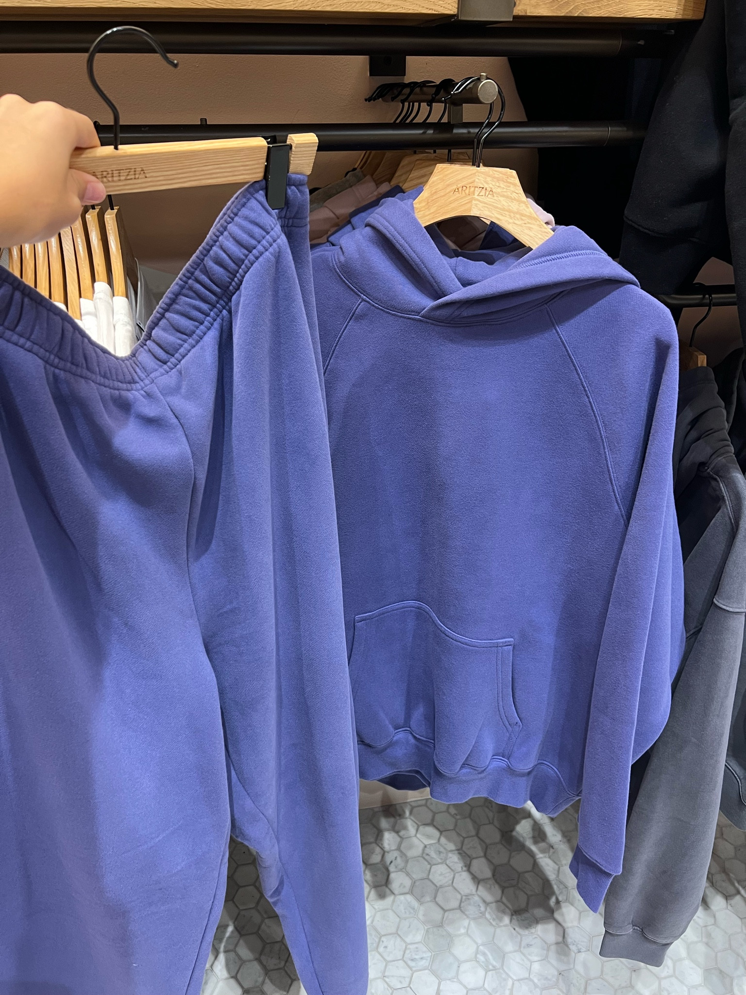 “Nightshade Blue” at Aritzia is a great match for Heliotrope! Great for Autumns & Summers! Available in SO many products!