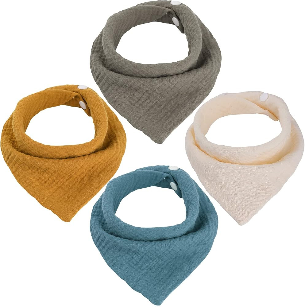 WD&CD Muslin Baby Bibs 4 Pack Baby Bandana Drool Bibs Cotton Absorbent Bandana Bibs Set for Unise... | Amazon (US)
