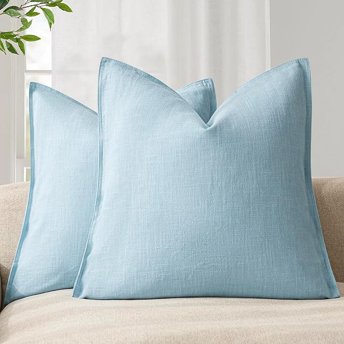 Foindtower Pack of 2, Decorative Linen Soild Throw Pillow Covers Soft Accent Euro Cushion Case Fa... | Amazon (US)