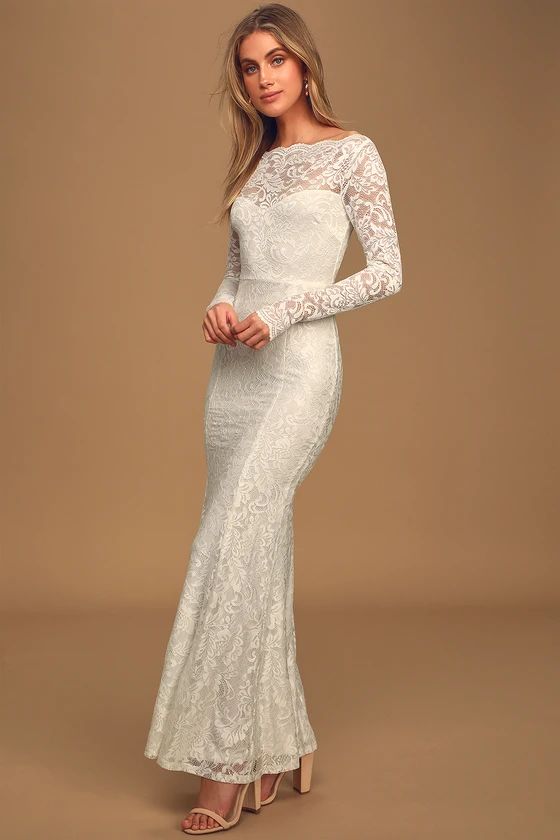 Farida White Lace Long Sleeve Maxi Dress | Lulus (US)