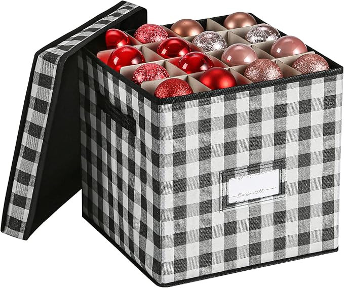 Christmas Ornament Storage Box, Hold 64 Christmas Balls Christmas Chest with Dividers Holiday Orn... | Amazon (US)