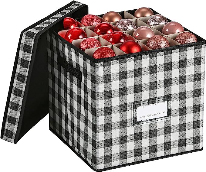Christmas Ornament Storage Box, Hold 64 Christmas Balls Christmas Chest with Dividers Holiday Orn... | Amazon (US)