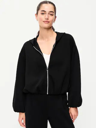 Bounce Fleece Bubble-Hem Hoodie Sweatshirt | Old Navy (US)