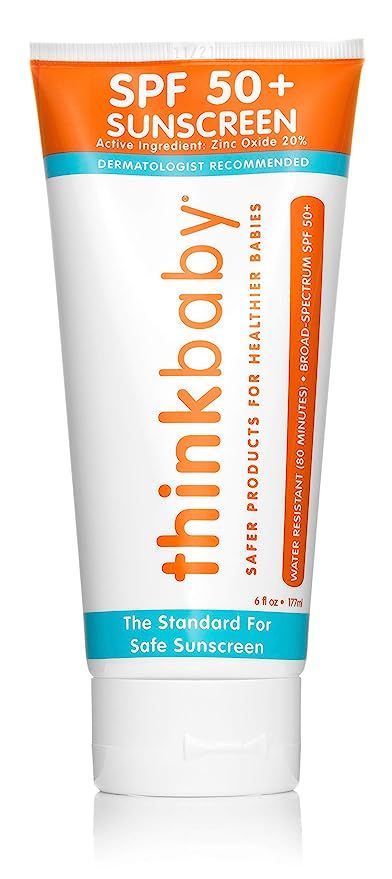 Baby Sunscreen Natural Sunblock from Thinkbaby, Safe, Water Resistant Sunscreen - SPF 50+ (6 ounc... | Amazon (US)