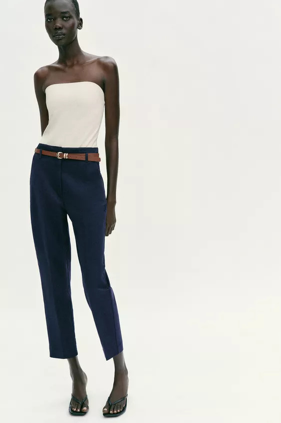 HIGH-WAIST TROUSERS WITH BELT | Zara UK