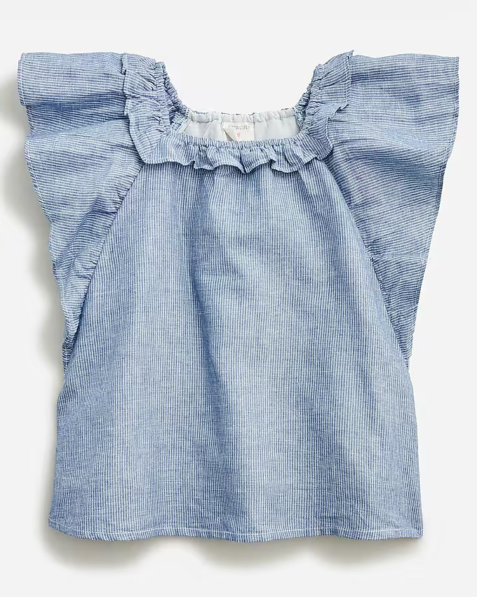 Girls' linen flutter-sleeve top | J. Crew US