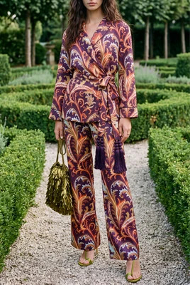 Vivian Paisley Wide Leg Pant | COUPER