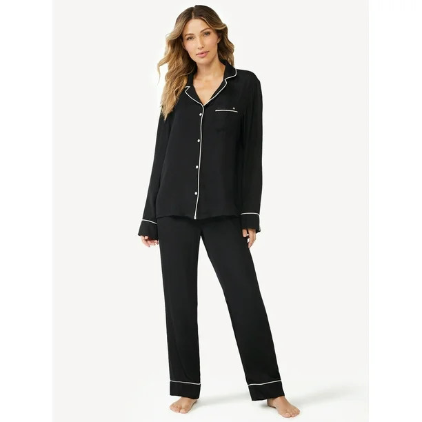 Sofia Intimates by Sofia Vergara Women's Satin Shirt and Pants Pajama Set, 2-Piece - Walmart.com | Walmart (US)