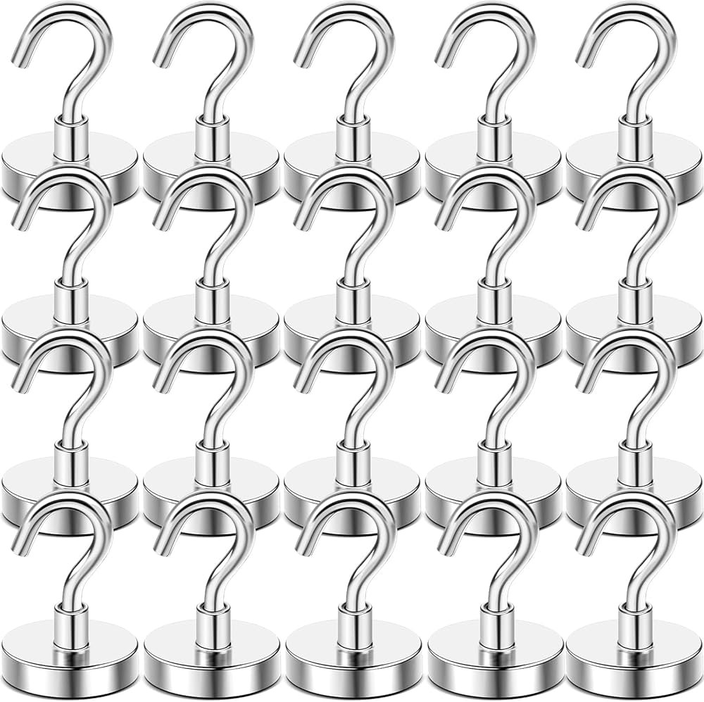 DIYMAG Magnetic Hooks, 85 LB Heavy Duty Strong Magnet with Hook, Rare Earth Neodymium Magnets for... | Amazon (US)