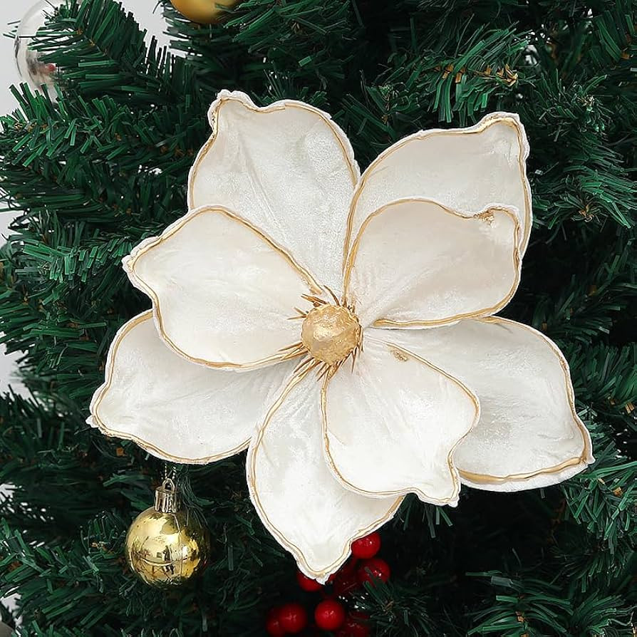6Pcs Christmas Party Magnolia Flowers for Tree Artificial Poinsettia Flower Fake Magnolia Flower ... | Amazon (US)