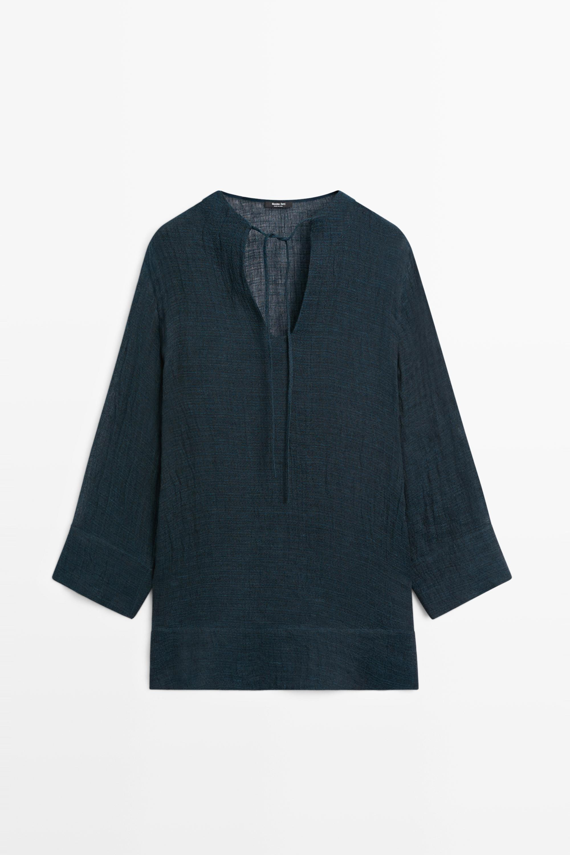 100% linen flowy mini dress | Massimo Dutti UK