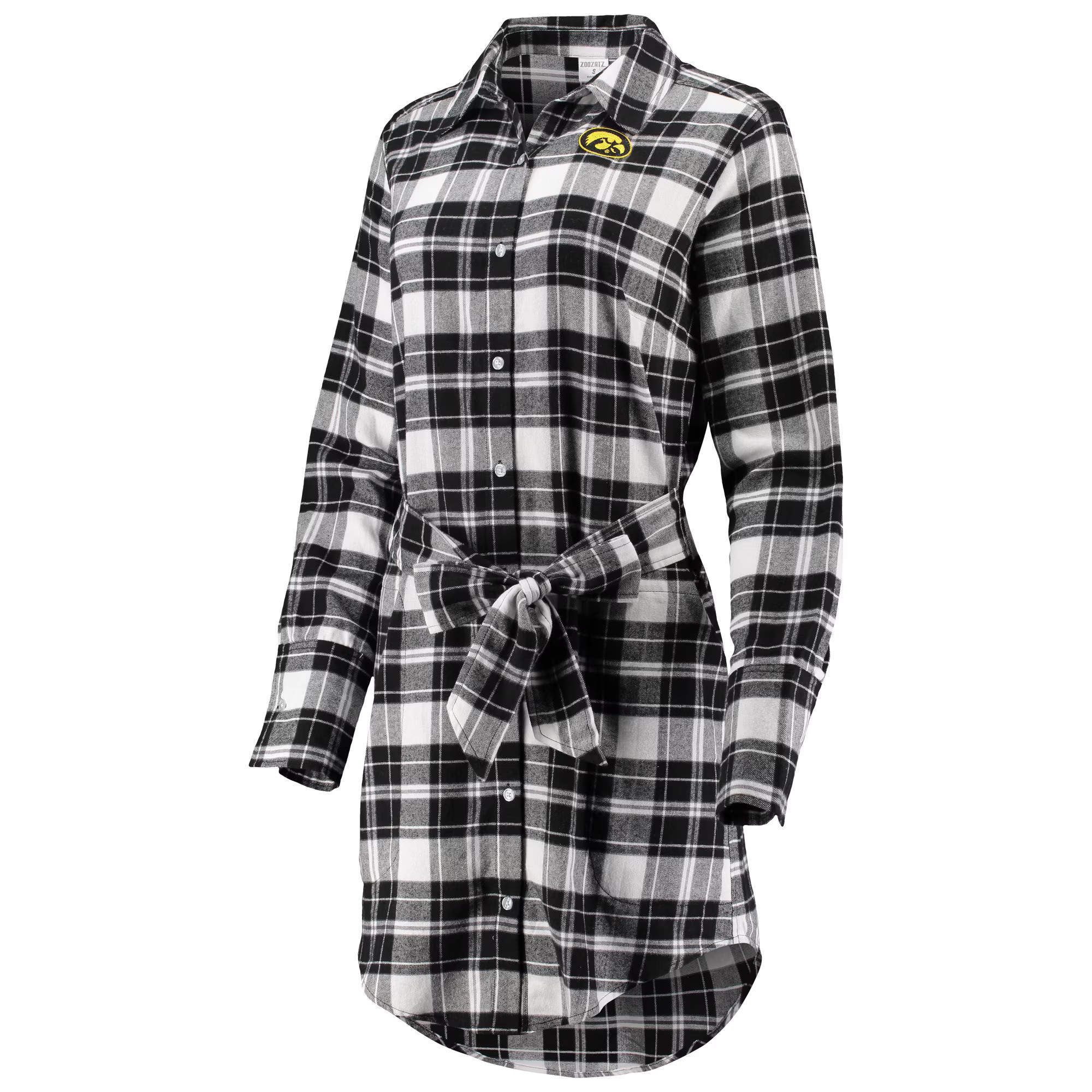 Women's ZooZatz Black Iowa Hawkeyes Warm Up Flannel Button-Up Dress | Fanatics