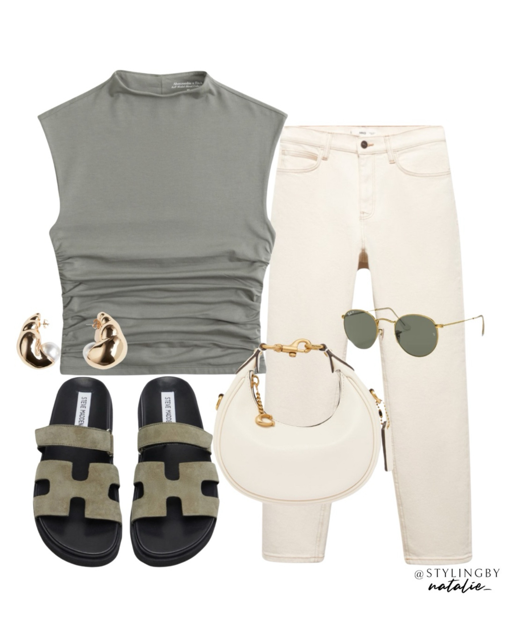 Everyday casual look with sleeveless top, cream jeans and sandals.
Summer outfit, casual chic, coach bag.

#LTKuk #LTKshoes #LTKstyletip