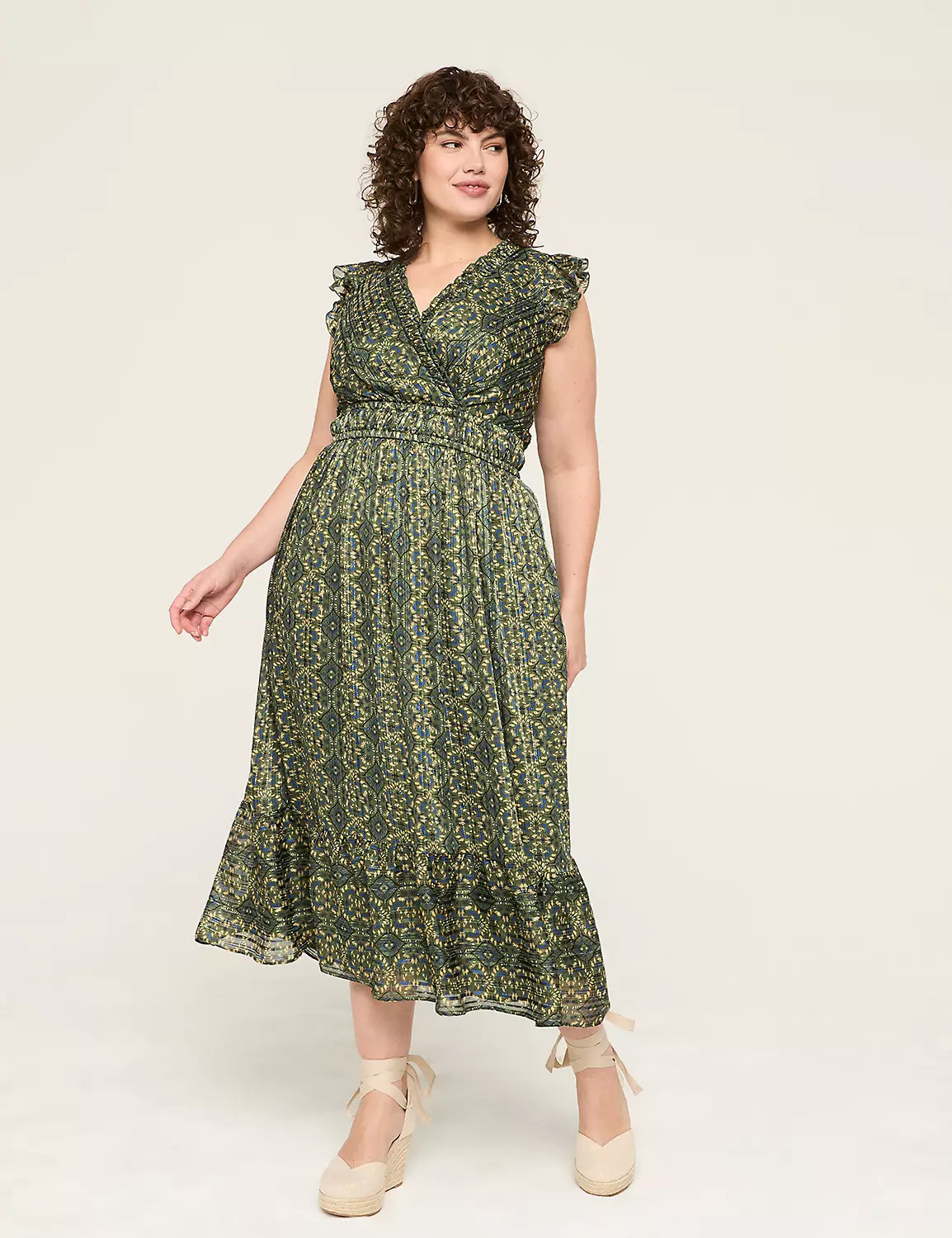 Lurex Shimmer Surplice Neck Maxi Dress | Lane Bryant (US)
